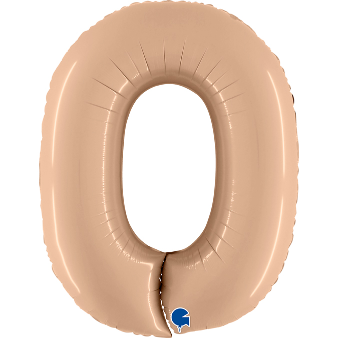 Folieballon Satin cijfer 0 102 cm - Nude