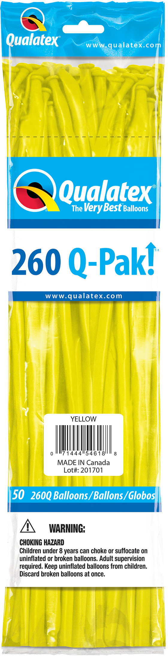 Qualatex Modelleer ballonnen 260 Q-pak 50 st - Yellow