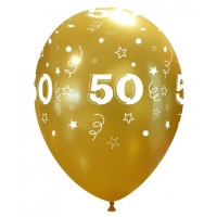 Latex ballonnen goud verjaardag jubileum ''50'' (33cm) 10 st. Latex ballonnen goud verjaardag jubileum ''50'' (33cm) 10 st.