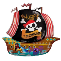 Folieballon piraten boot ''Happy birthday'' (91 cm)