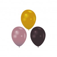 Latex ballonnen metallic mix 30 cm 20 st. Roze Goud / Goud / Zwart