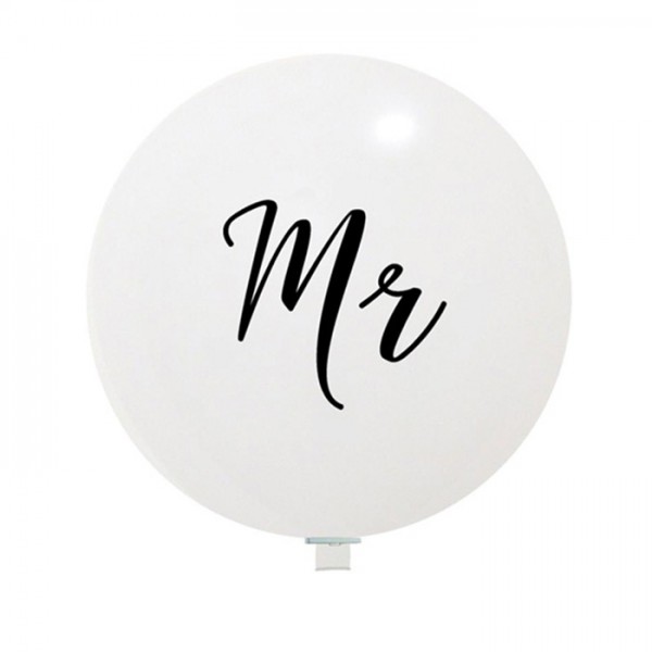 Latex ballon wit bruiloft verloving met opdruk "Mr" (80 cm)