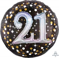 Folieballon cijfer 21 3D effect met glitter (81 cm)