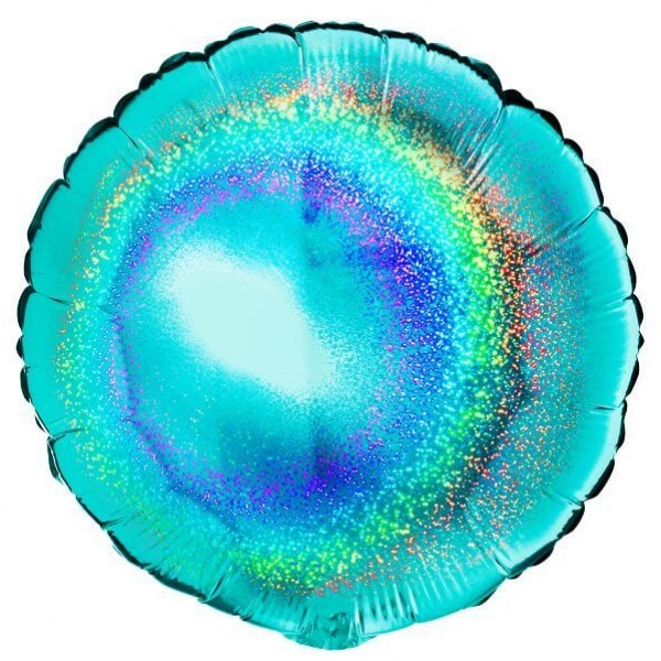 Folieballon blauw holographisch rond (46 cm)