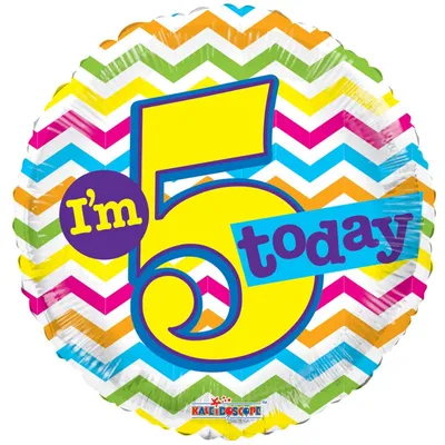 Folieballon verjaardag vijf ''I'm 5 Today'' rond (45 cm)