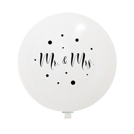 Latex Ballon wit Mr & Mrs (80 cm)