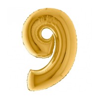 Folieballon cijfer 9 100 cm Goud