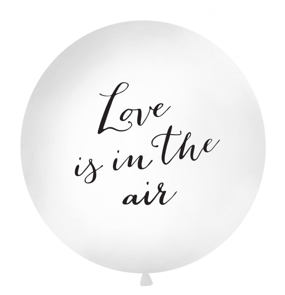 Latex ballon wit met opdruk "love is in the air" (100 cm)
