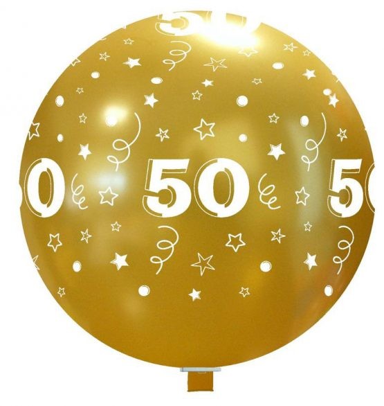 Latex ballonnen goud verjaardag jubileum met opdruk (75cm)