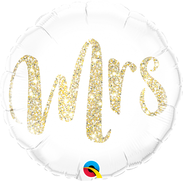 Folieballon '' Mrs'' rond glitter (46 cm)