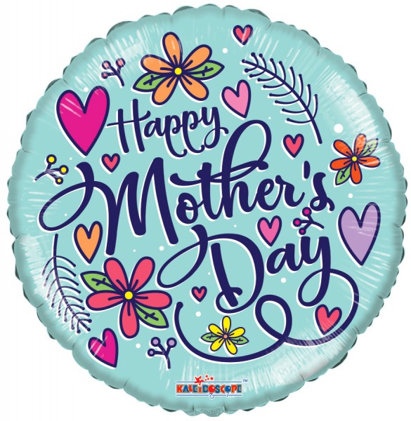 Folieballon moederdag ''Happy Mother's Day'' rond met hartjes (45 cm)