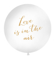 Latex ballon wit met opdruk "love is in the air" (100 cm) Goud