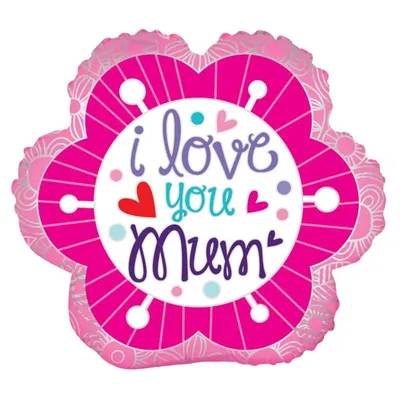 Folieballon ''I Love You Mum'' bloem (45 cm)