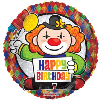 Folieballon verjaardag clown rond (45 cm)