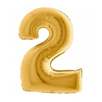 Folieballon cijfer 2 100 cm Goud