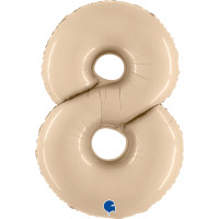 Folieballon Satin cijfer 8 102 cm Crème