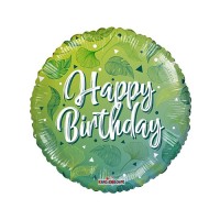 Folieballon ECO ONE rond groen “happy Birthday” (45cm)
