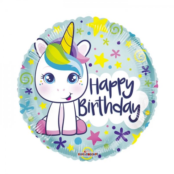 Folie ballon "Happy Birthday" unicorn 46 cm