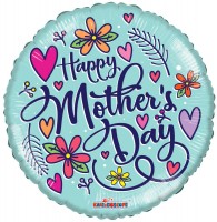 Folieballon moederdag ''Happy Mother's Day'' rond met hartjes (45 cm)