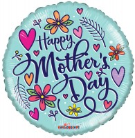 Folieballon moederdag ''Happy Mother's Day'' rond met hartjes (45 cm)
