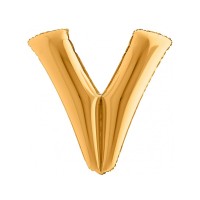 Folieballon letter V 100 cm Goud