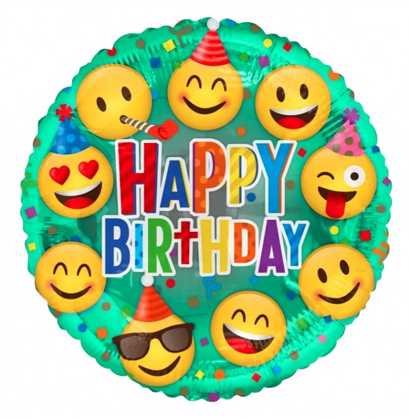 Folie ballon ECO Happy Birthday emoji 46cm