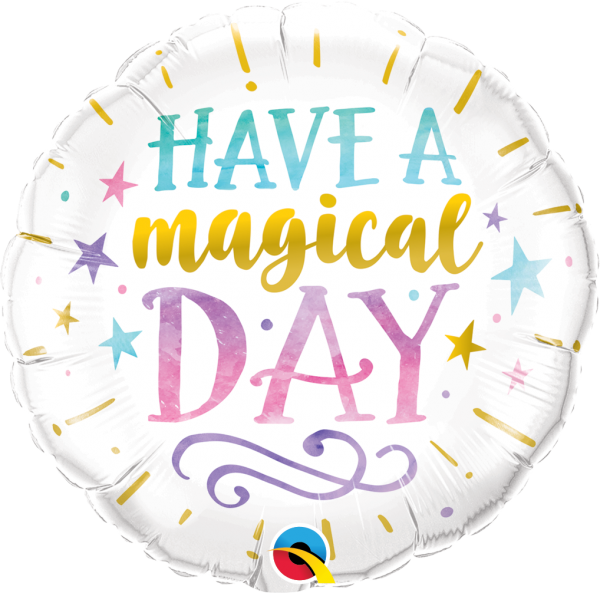 Folie ballon wit wens met opdruk "Have a Magical Day" (46 cm)