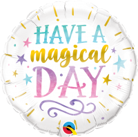 Folie ballon wit wens met opdruk "Have a Magical Day" (46 cm)