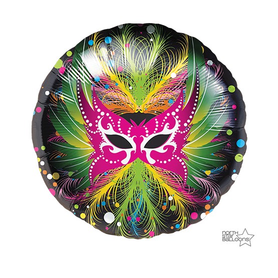 Folieballon rond met opdruk masker (46 cm)