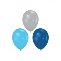 Latex ballonnen metallic mix 30 cm 20 st. Zilver / Baby blauw / Blauw
