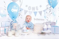 Decoratie feest box blauw baby jongen 1 jaar