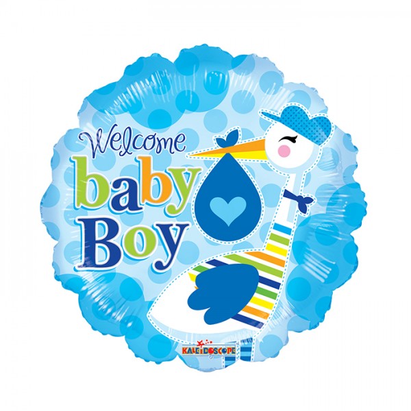 Folie ballon Baby boy Stork, 46cm