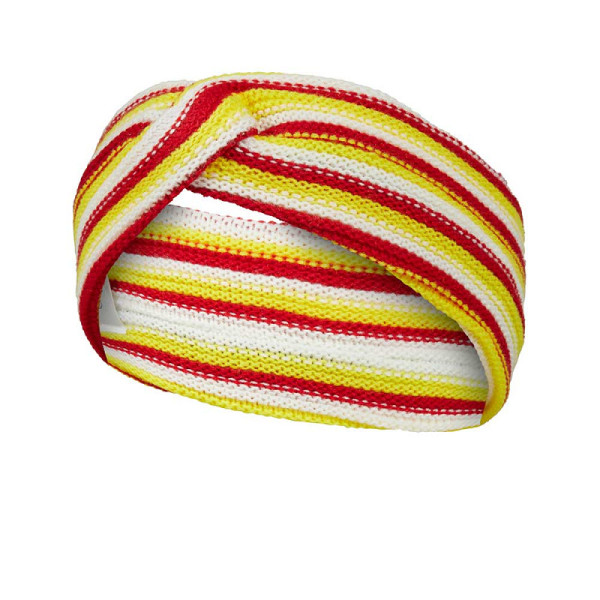Party Gebreide Hoofdband Rood / Wit & Geel (Oeteldonk)