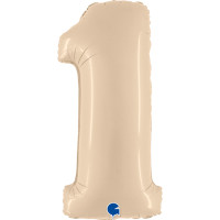 Folieballon Satin cijfer 1 102 cm Crème
