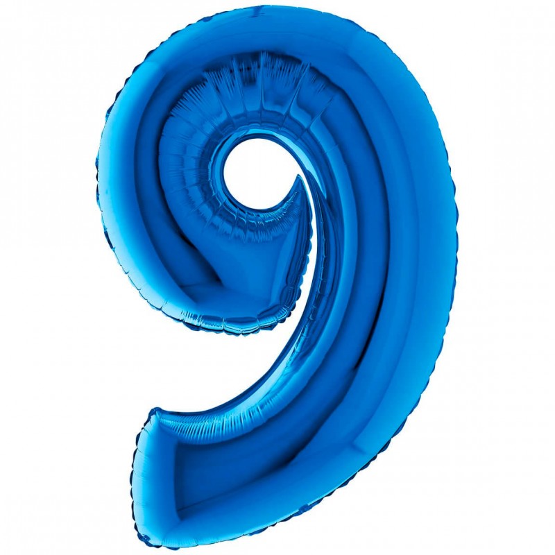Folieballon cijfer 9 100 cm - Donker Blauw
