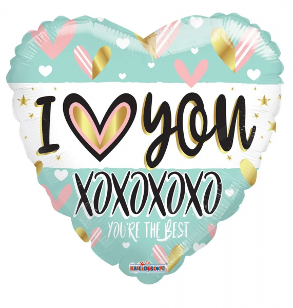 Folieballon turquoise ''I hartje You'' hart (45 cm)