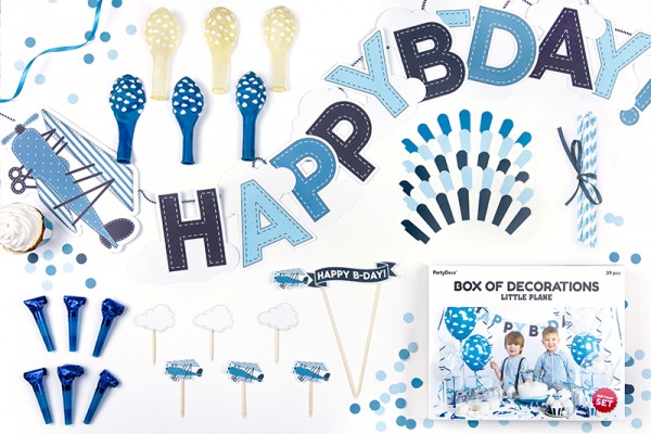 Decoratie feest box vliegtuig birthday