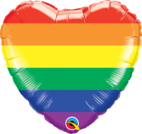 Folieballon met regenboog strepen hart (46 cm)