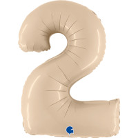 Folieballon Satin cijfer2 102 cm Crème
