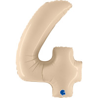 Folieballon Satin cijfer 4 102 cm Crème