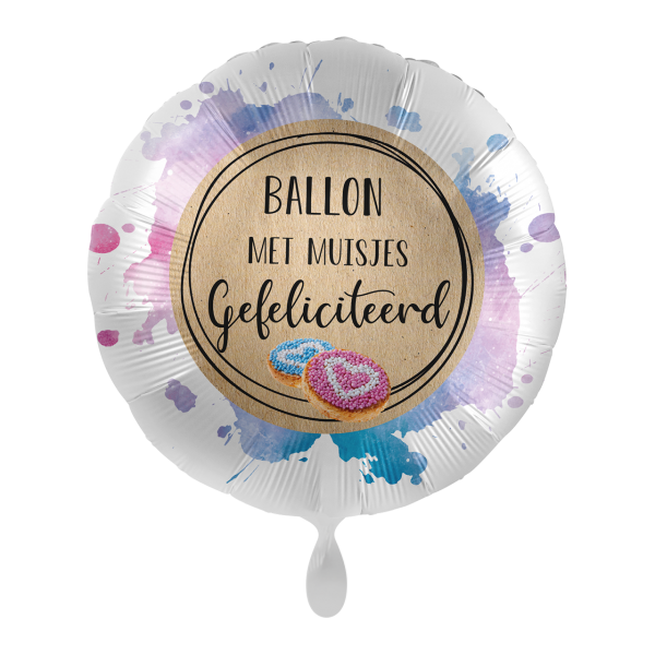 Folieballon "met muisjes" rond (43 cm)