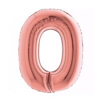 Folieballon Cijfer 0 100 cm Rosé Goud