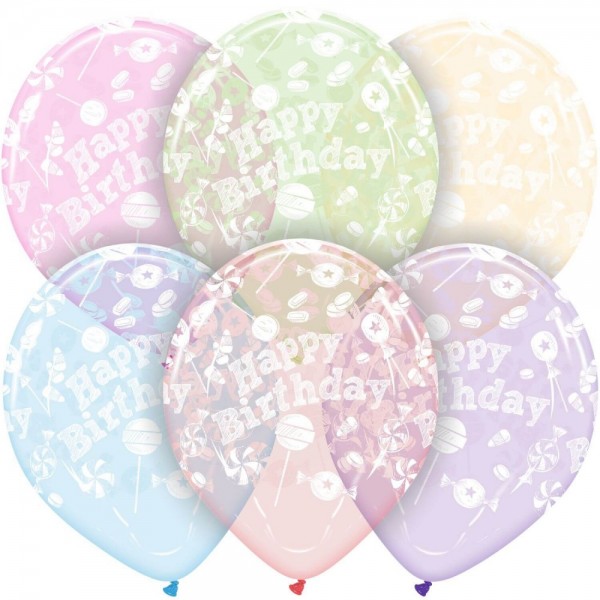 Latex ballonnen clear met opdruk happy birthday (33 cm) 10 st.