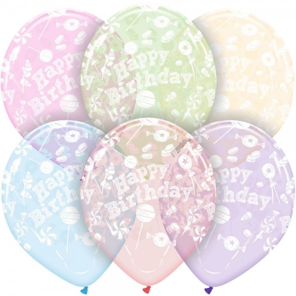 Latex ballonnen clear met opdruk happy birthday (33 cm) 10 st.