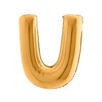 Folieballon letter U 100 cm Goud
