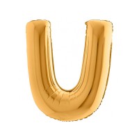 Folieballon letter U 100 cm Goud