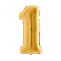 Folieballon cijfer 1 100 cm Goud