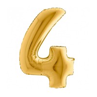 Folieballon cijfer 4 100 cm Goud