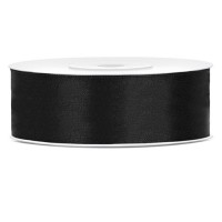 Satijn lint 2,5 cm breed 25 m lang Zwart