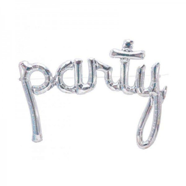 Folieballon zilver "party" (ca. 100 cm)